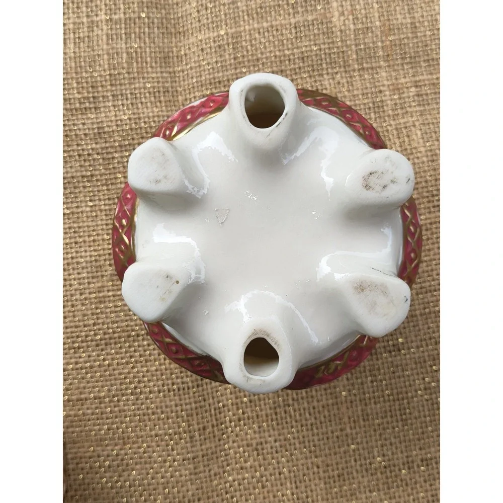 Ceramic Christmas Tea Light Table Lamp Candle Holder Holly & Berries 3D Red Bow